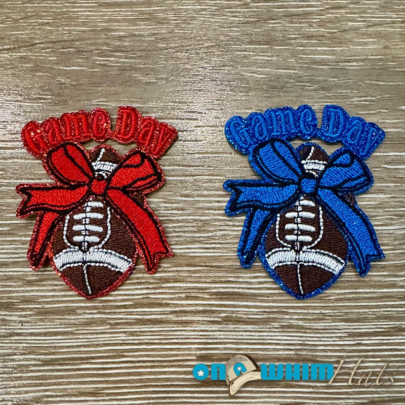 On A Whim Hats Football Bow Gameday Embroidered Iron-On Patch