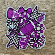 On A Whim Hats Football Cheer Purple Iron-On Patch