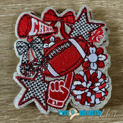 On A Whim Hats Football Cheer Red Iron-On Patch