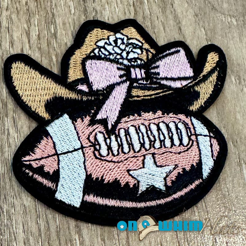 On A Whim Hats Football Cowgirl Embroidered Iron-On Patch