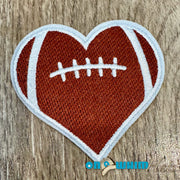 On A Whim Hats Football Heart Embroidered Iron-On Patch