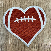 On A Whim Hats Football Heart Embroidered Iron-On Patch