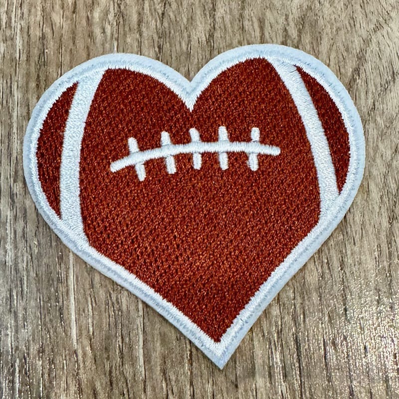 On A Whim Hats Football Heart Embroidered Iron-On Patch