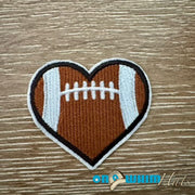 On A Whim Hats Football Heart Iron-On Patch