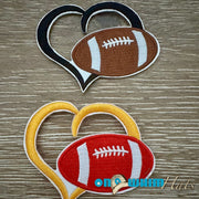 On A Whim Hats Football Hollow Heart Iron-On Patch