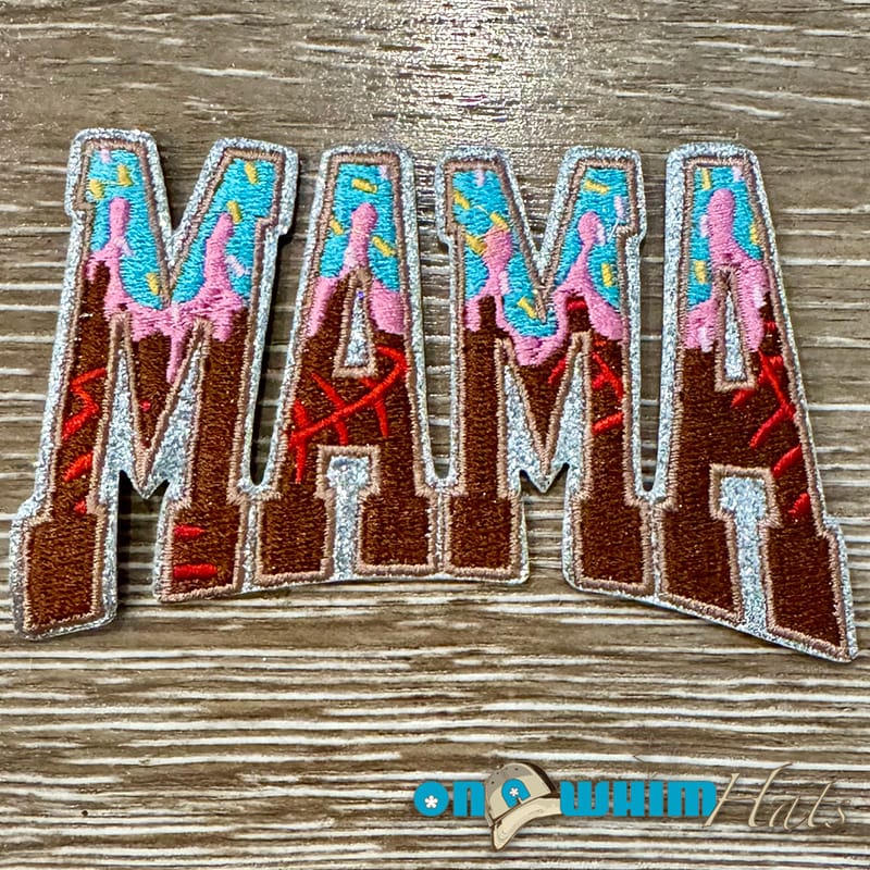 On A Whim Hats Football Ice Cream Mama Embroidered Iron-On Patch