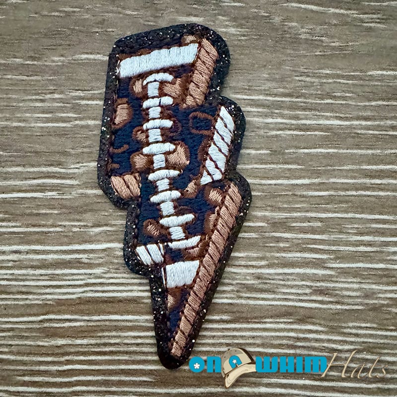 On A Whim Hats Football Navy Bolt Iron-On Patch