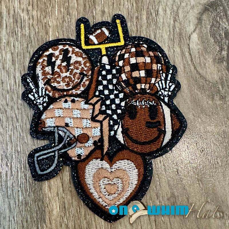 On A Whim Hats Football Party Embroidered Iron-On Patch