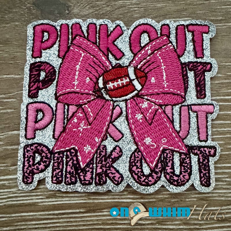 On A Whim Hats Football Pink Out Iron-On Patch