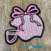 On A Whim Hats Football Pink Ribbon Embroidered Iron-On Patch
