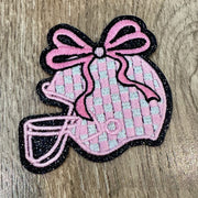 On A Whim Hats Football Pink Ribbon Embroidered Iron-On Patch