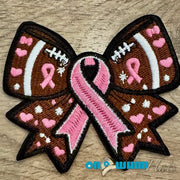 On A Whim Hats Football Pink Ribbon Iron-On Patch