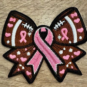 On A Whim Hats Football Pink Ribbon Iron-On Patch