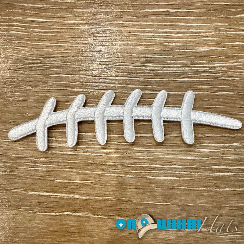 On A Whim Hats Football Stitches Iron-On Patch