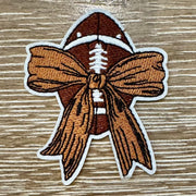 On A Whim Hats Football with Bow Iron-On Patch