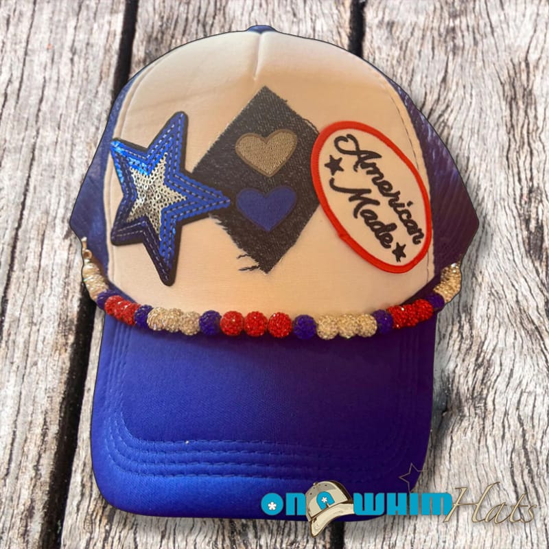 On A Whim Hats Game Day Ready Handmade Trucker Hat with Recycled Denim