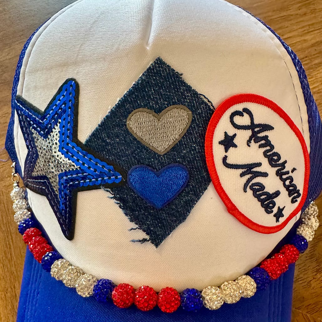 On A Whim Hats Game Day Ready Handmade Trucker Hat with Recycled Denim