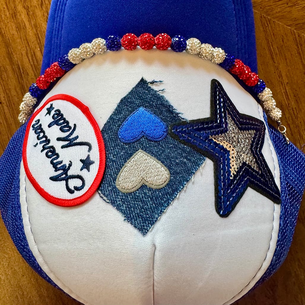 On A Whim Hats Game Day Ready Handmade Trucker Hat with Recycled Denim