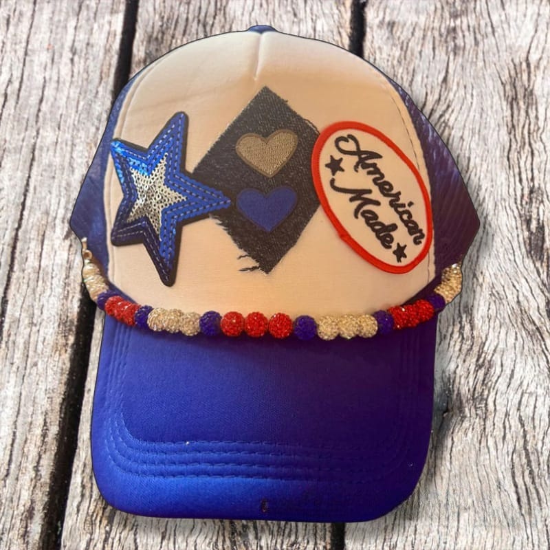 On A Whim Hats Game Day Ready Handmade Trucker Hat with Recycled Denim