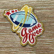 On A Whim Hats Game Over Embroidered Iron-On Patch