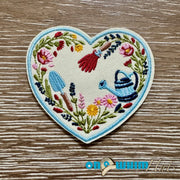 On A Whim Hats Gardening Heart Iron-On Patch