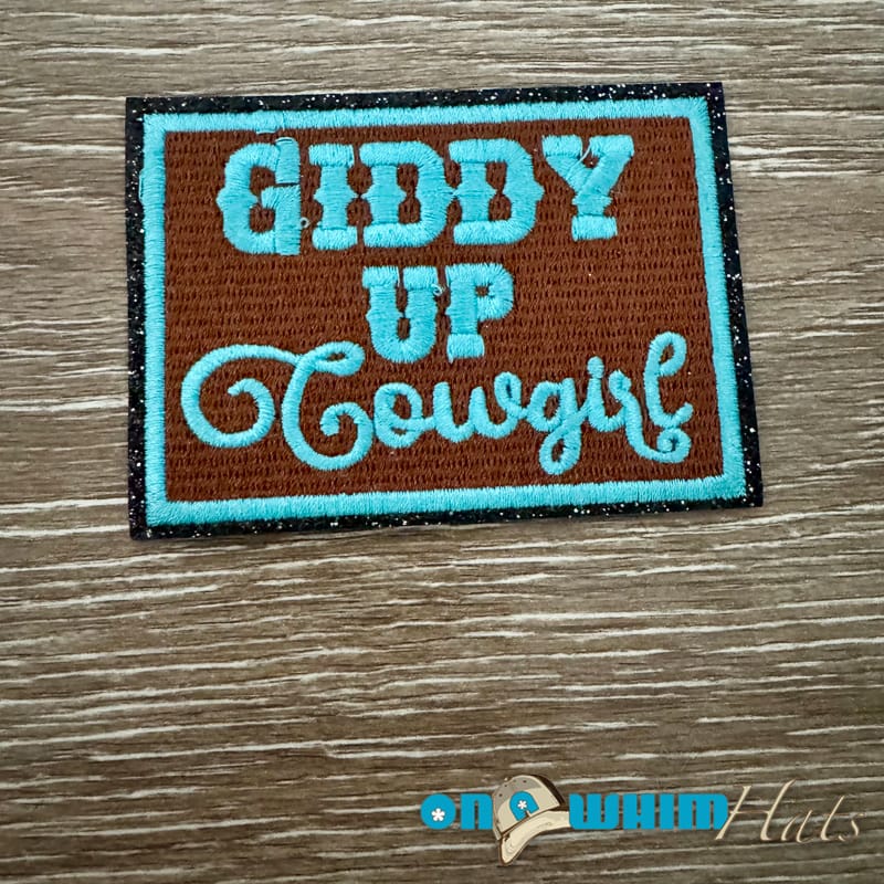 On A Whim Hats Giddy Up Cowgirl Turquoise Iron-On Patch