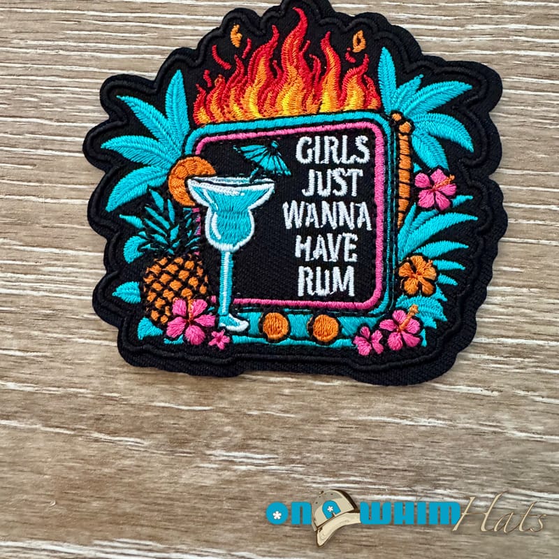 On A Whim Hats Girls Wanna Have Rum Iron-On Patch