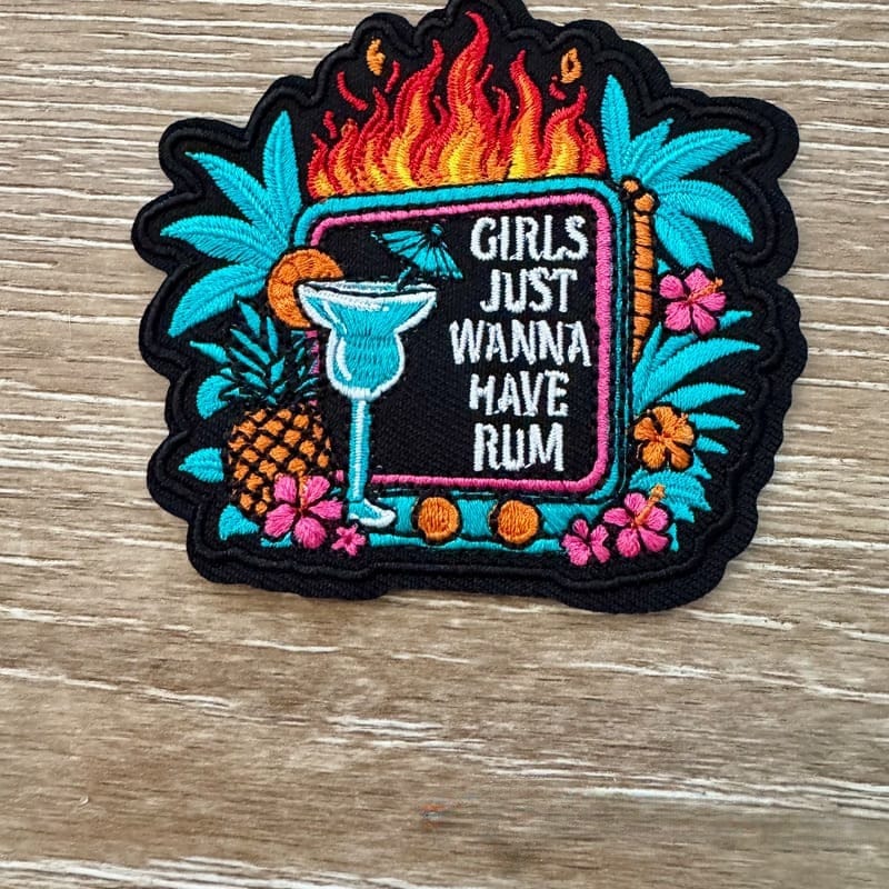 On A Whim Hats Girls Wanna Have Rum Iron-On Patch