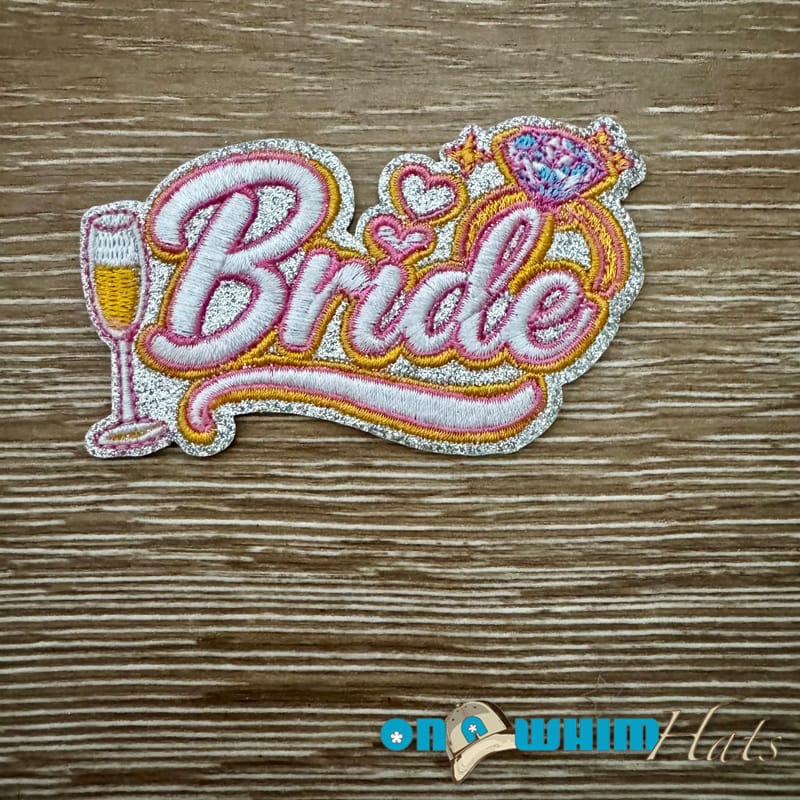 On A Whim Hats Glitter Bride Iron-On Patch
