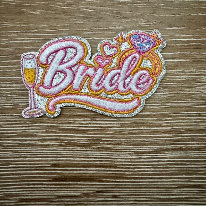 On A Whim Hats Glitter Bride Iron-On Patch