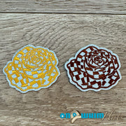 On A Whim Hats Glitter Checkered Roses Embroidered Iron-On Patch