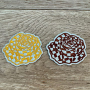 On A Whim Hats Glitter Checkered Roses Embroidered Iron-On Patch