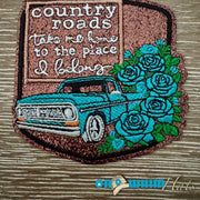 On A Whim Hats Glitter Country Roads Iron-On Patch