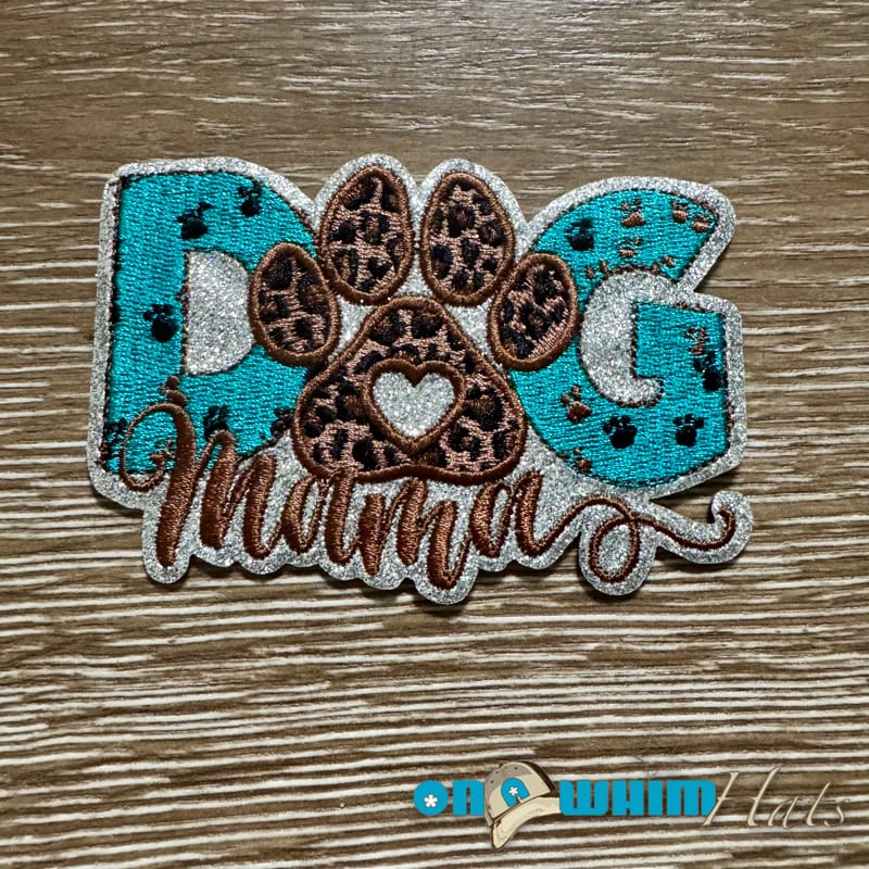 On A Whim Hats Glitter Dog Mama Iron-On Patch