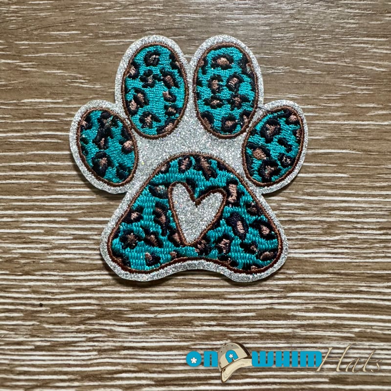 On A Whim Hats Glitter Dog Paw Iron-On Patch