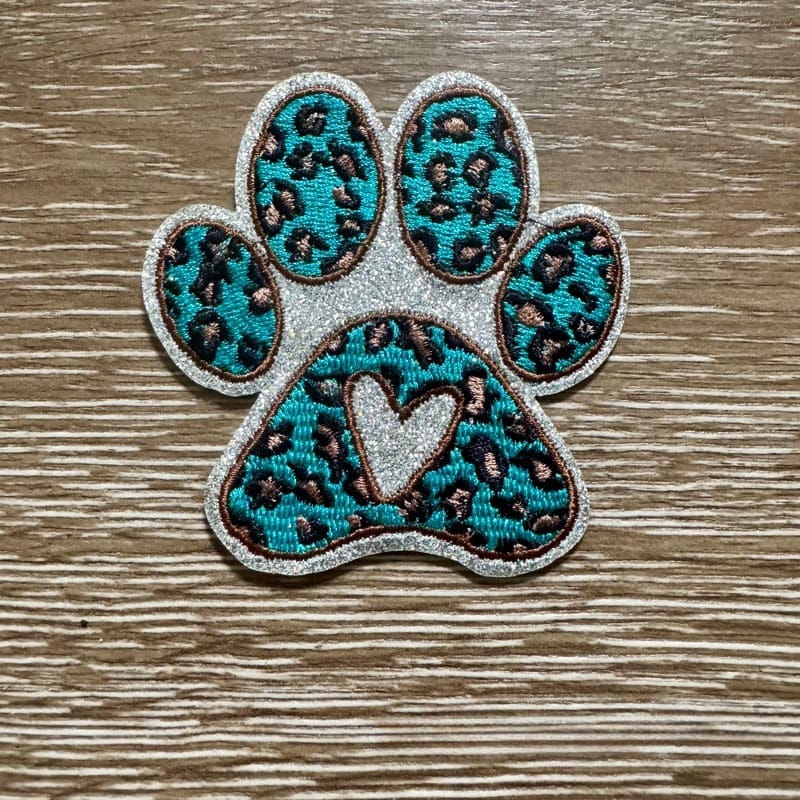 On A Whim Hats Glitter Dog Paw Iron-On Patch