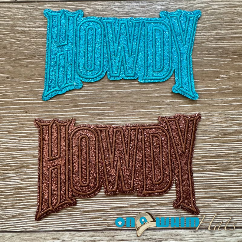 On A Whim Hats Glitter Howdy Iron-On Patch
