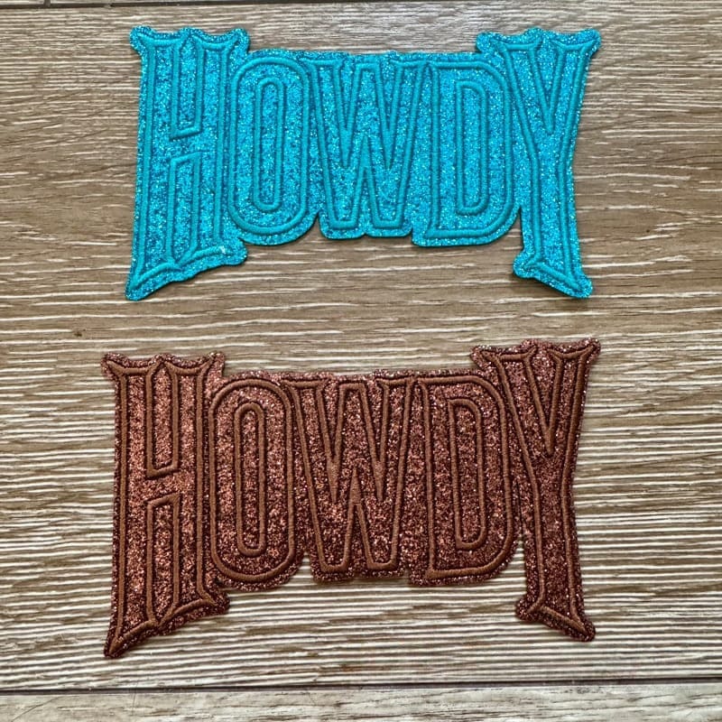 On A Whim Hats Glitter Howdy Iron-On Patch