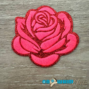 On A Whim Hats Glitter Rose Iron-On Patch