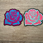 On A Whim Hats Glitter Rose Iron-On Patch