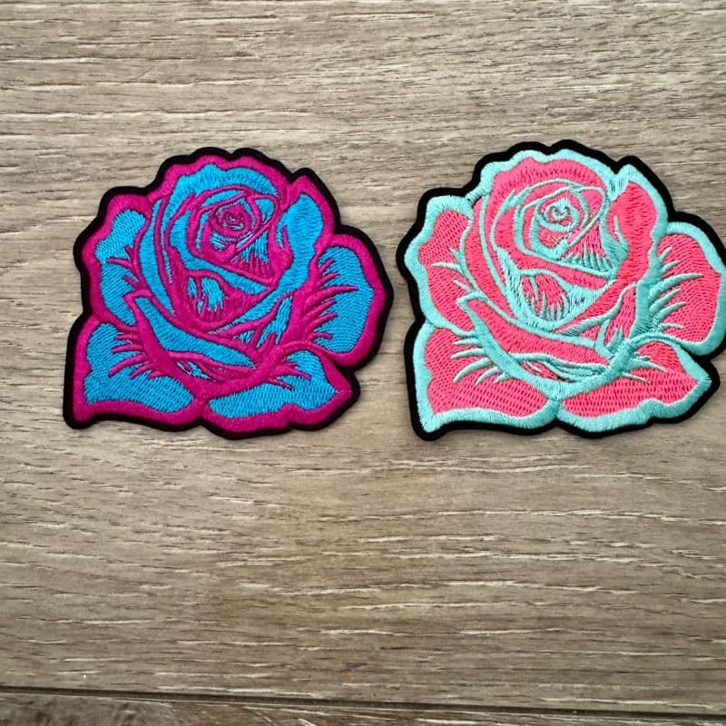On A Whim Hats Glitter Rose Iron-On Patch