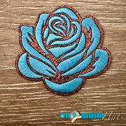 On A Whim Hats Glitter Rose Iron-On Patch - Blue