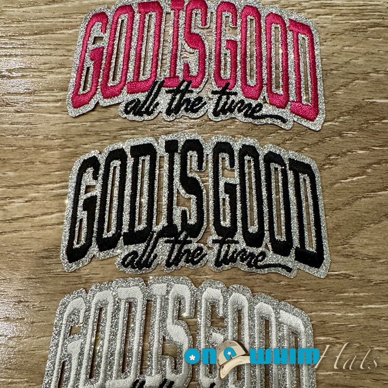 On A Whim Hats God is Good Embroidered Iron-On Patch