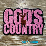 On A Whim Hats God's Country Pink Iron-On Patch
