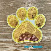 On A Whim Hats Golden Sequin Paw Iron-On Patch