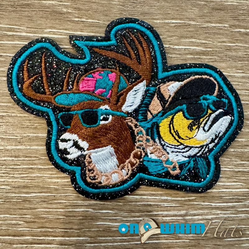 On A Whim Hats Gone Hunting Embroidered Iron-On Patch