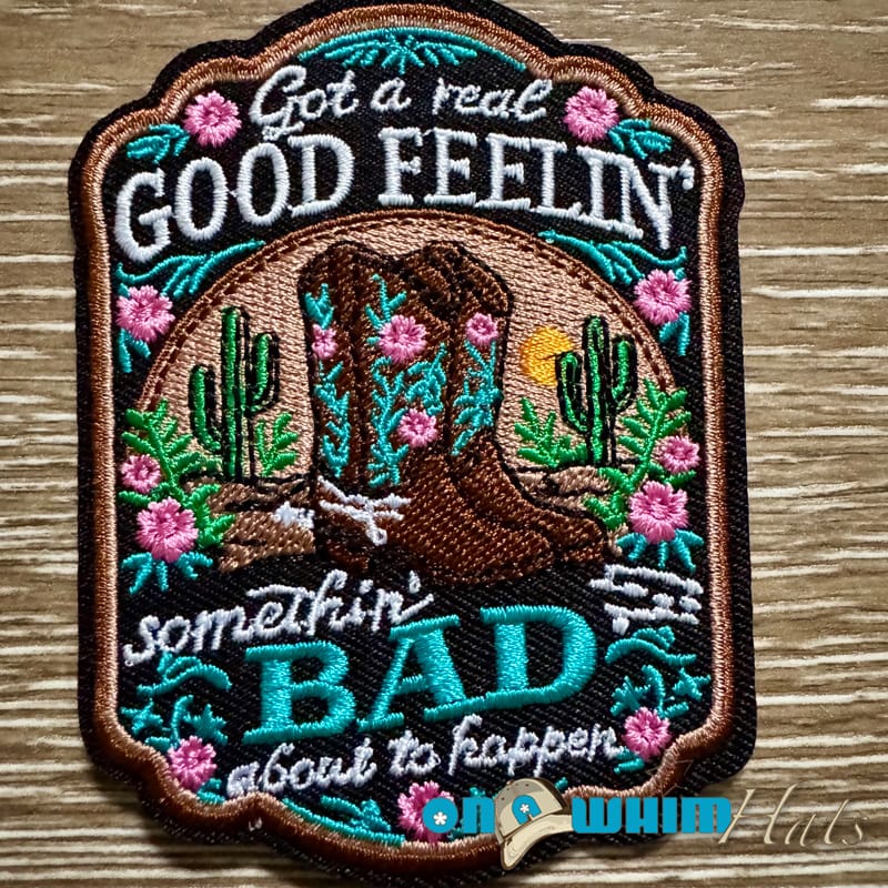 On A Whim Hats Good Feelin' Iron-On Patch