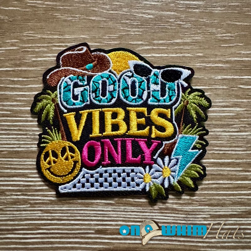 On A Whim Hats Good Vibes Only Iron-On Patch