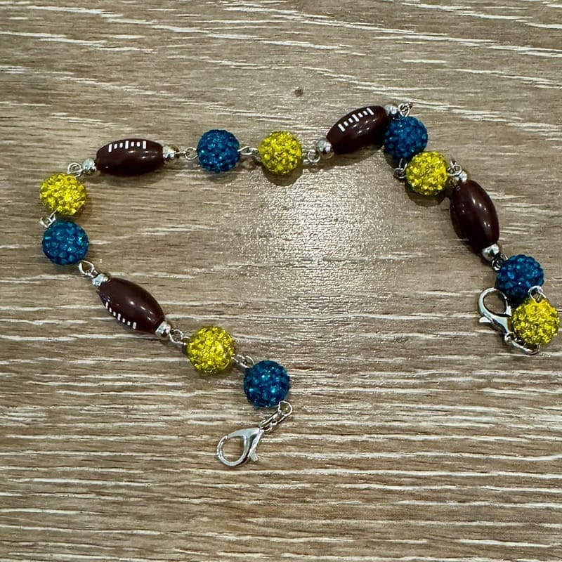 On A Whim Hats Green and Yellow Sparkly Football Hat Chain