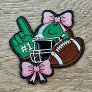On A Whim Hats Green Football Cheer Embroidered Iron-On Patch